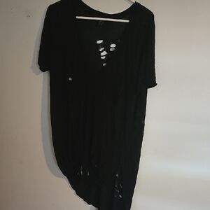 Black Asymmetrical Cut Out Midi Dress